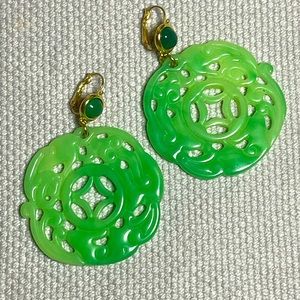 Kenneth Lane vintage faux jade earrings